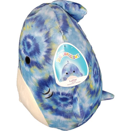 SQUISHMALLOW KellyToys - 8 Inch (20cm) - Luther The Blue Tie Dye Shark - Super Soft Plush Toy Animal Pillow Pal Buddy