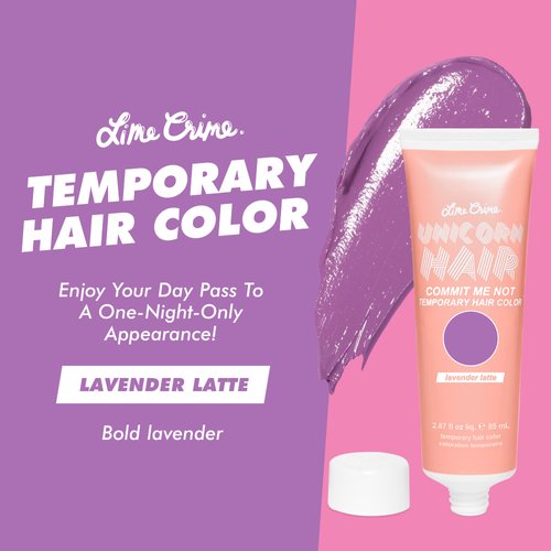 Lime Crime Temporary Hair Color, Lavender Latte - Damage-Free Semi-Permanent Hair Color Conditions & Moisturizes - Temporary Hair Tint Kit Has A Sugary Citrus Vanilla Scent - Vegan & Cruelty-Free