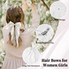 YOUSHEME 3pcs Hair Bows for Woman Cute Hair Accessories Silky Satin Barrettes Ponytail Holder Bow Hair Clips Hair Ribbon Tassel with Long Tail Hair Ribbons for Woman Girls