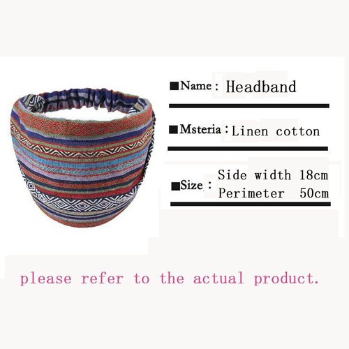 Andy's Orchids 3Pcs Wide Head Wrap, Boho Headband, Turban Hair Scarf, Elastic Hair Bands, Striped Fabric Cotton Hairbands