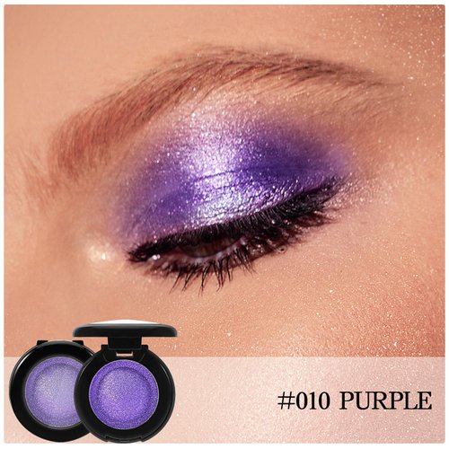 Apooliy Single Glitter Eyeshadow Powder,Highly Pigmented Cream Shimmer Eye shadow,Waterproof Long Wear Purple Pressde Eyeshadow