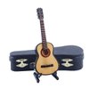 Dselvgvu Wooden Miniature Guitar with Stand and Case Mini Musical Instrument Miniature Dollhouse Model Home Decoration Ornament (5.91"x2.17"x0.74").