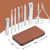 Manicure Set, FAMILIFE Manicure Kit - Nail Kit Mens Grooming Kit Pedicure Kit 9PCS Gifts for Men Boyfriend Nail Clipper Set Stainless Steel Professional Nail Set Care Manicure Tools Leather Case Brown
