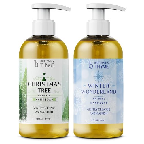 Brittanie's Thyme All-Natural Olive Oil Liquid Hand Soap | Gluten Free, Vegan, No Parabens, Sulfates or Additives | Cruelty & Fragrance Free (Winter Wonderland/Christmas Tree)