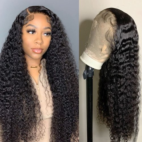 Ibntohat 13x6 HD Transparent Deep Wave Lace Front Wigs Human Hair Wigs for Women Glueless Brazilian Virgin Lace Frontal Wigs Human Hair Pre Plucked With Baby Hair Natural Color (18 Inch)
