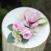 Fangsen Silver Boho Pink Rose Bud Floral Hair Comb Wedding Hair Accessories Floral Hair Piece Bridesmaid Hair Barrette Prom Flower Girl