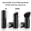 Falliny Retractable Kabuki Makeup Brush, Angled Travel Powder Blush Brush Foundation Makeup Brush with Cover for Blush, Sunscreen,Bronzer, Buffing, Concealer,Highlighter, Powder Cosmetics