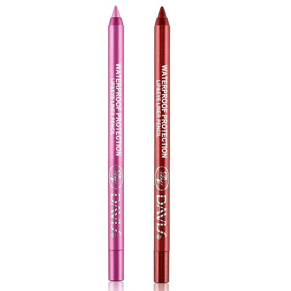 2 colors Eyeliner Pen, Eye Shadow Pencil, Pearl Eyeliner Kit Metallic Eyeliner Pencil Glitter Eyeliner for Women Eye&Lip Liner Professional Eye Makeup Colorful Eyeliner Eye Color (Red)