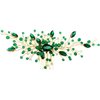 Bride Wedding Hair Comb Green Crystal Golden Bridal Hair Vine Piece Accessories for Women Girls Party Photography (Green)