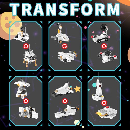 Space Shuttle Building Toys, 25-in-1 Aerospace Building Kit for Kids to Assemble a Big Spaceship or 12 Small Different Space Probe, Best Present for Boys and Girls Aged 6 7 8 9 10 11 12 13 14+, 586PCS