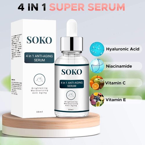 4 in 1 Anti Aging Serum 10% Vitamin E 30% Vitamin C 5% Nicotinamide 10% Hyaluronic Acid (Serum)