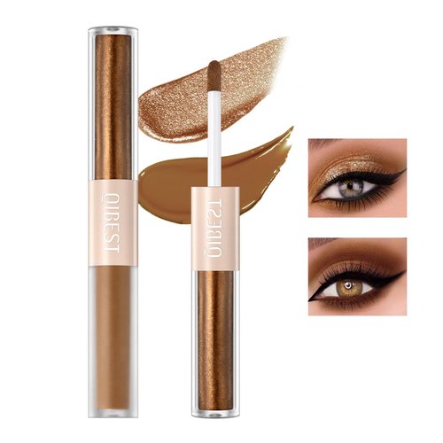 Easilydays Double Head Liquid Glitter Matte eyeshadow for Brown Eyes, Sunset Pearl and Matte Shimmer Shadow, Taupe & Brown, Highly Pigmented Long Lasting Waterproof, Lightweight Travel Size Eye Makeup Gift (#06)