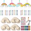 TREACLUB 12 Pack DIY Wind Chime Kits for Kids, Make Your Own Rainow Wind Chime DIY Coloring Star Moon Sun Make A Wind Chime Kits Wooden Arts and Crafts Birthday Gifts for Girls Boys