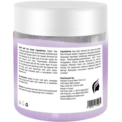 Salt & Oil Based Lavender Body Scrub for Women & Men, 28 Oz, Dead Sea Salts Exfoliator: Goodbye Blackheads, Ingrown Hairs and Acne! Soft Cleanser & Moisturizer with Natural & Organic Essential Oils