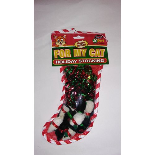 Votoys 15 Piece Mice & Ball Stocking Full of Toys Holiday Cat Toy Lot Xpet Styles Vary (One Stocking)