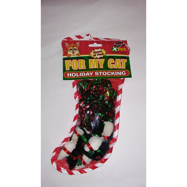 Votoys 15 Piece Mice & Ball Stocking Full of Toys Holiday Cat Toy Lot Xpet Styles Vary (One Stocking)