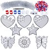 24 Sets Patriotic Suncatcher Ornaments Decoration DIY Window Paint Art Stickers Craft Kit American Heart Star Butterfly Suncatchers for Kids Classroom Patriotic 4th of July Activity Party Art Project
