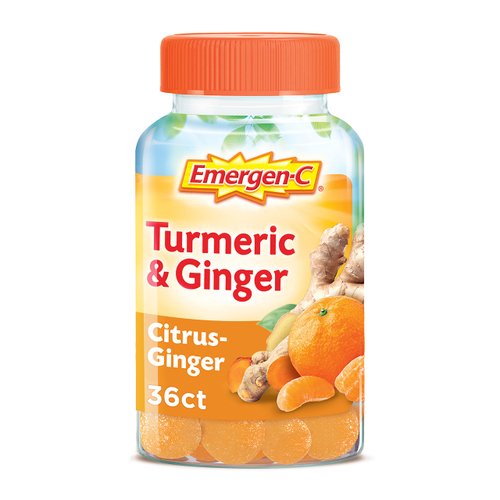 Emergen-C Citrus-Ginger Gummies, Turmeric and Ginger, Immune Support Natural Flavors With High Po...