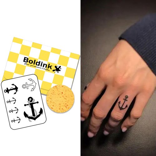 Boldink Semi-permanent tattoos, realistic fake tattoos, last 7-15 days, waterproof non-reflective temporary tattoo stickers, cruelty-free, uniquely designed exquisite packaging（Anchors）
