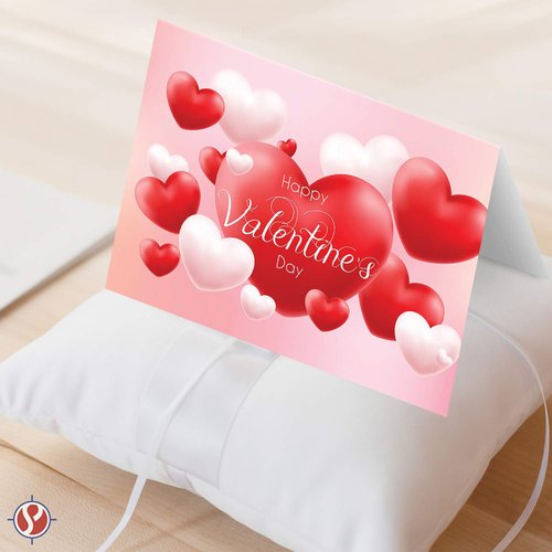 Happy Valentine’s Day Greeting Cards and Envelopes, Beautiful and Romantic Valentines Love Hearts Greetings for Husband, Wife, Boyfriend, Girlfriend | 4.25 x 5.5" | 25 per Pack
