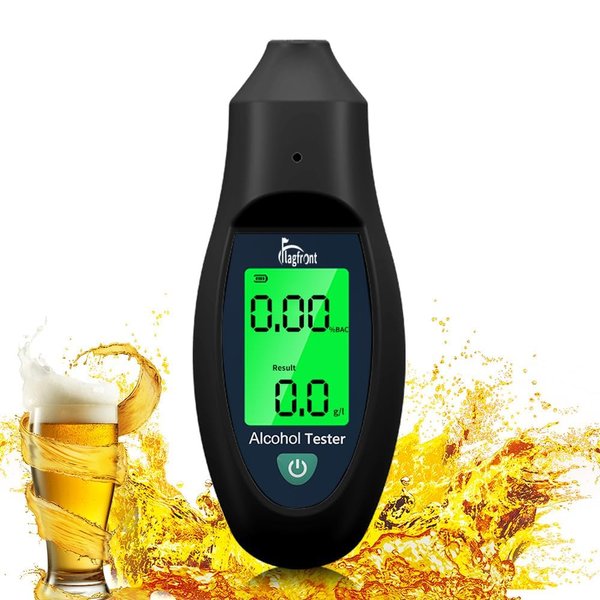 Alcohol Tester Flagfront Portable Personal Breathalyzer Professional-Grade Accuracy Digital LCD Display Breathalyzer Tester Unnecessary Mouthpieces Blow Directly