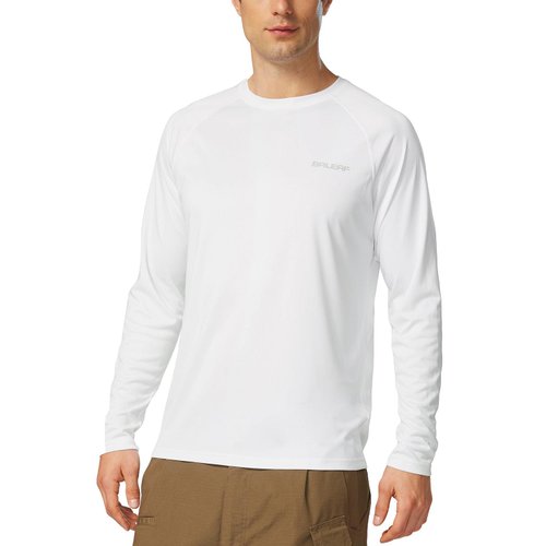 BALEAF Men's Sun Protection Shirts UV SPF T-Shirts UPF 50+ Long Sleeve Rash Guard Fishing Running Quick Dry White Size L