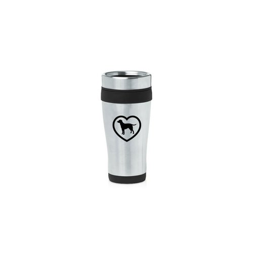 Black 16oz Insulated Stainless Steel Travel Mug Z2266 Lab Labrador Retriever Heart