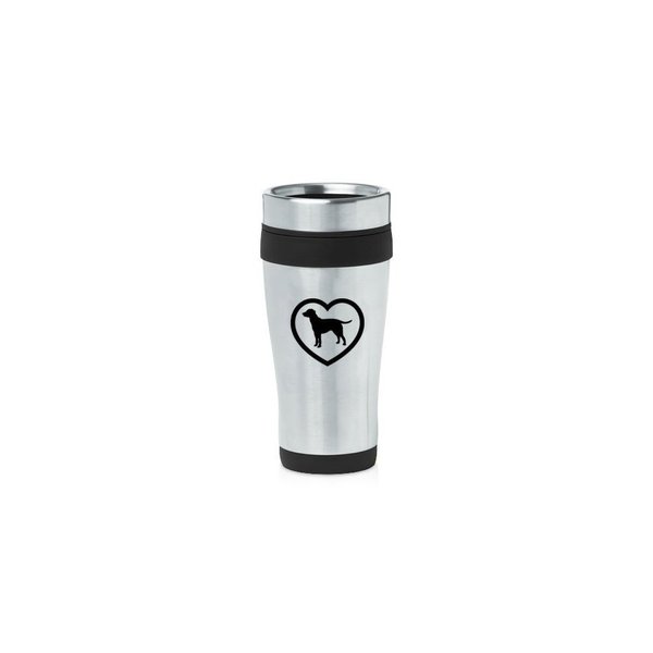 Black 16oz Insulated Stainless Steel Travel Mug Z2266 Lab Labrador Retriever Heart