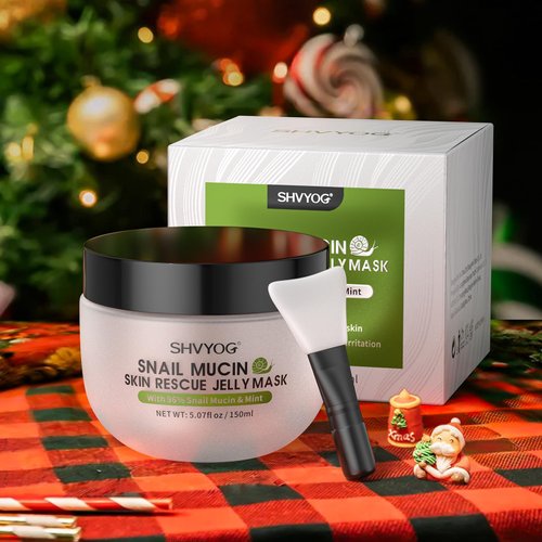 SHVYOG Snail Mucin Mask, Snail Rescue Jelly Face Mask, Snail Mask Hydrating Face Mask with 96% Snail Mucin & Mint Extract, Improving Skin for Blemishes and Dullness