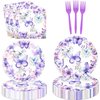 80 Pcs Butterfly Birthday Party Supplies Spring Butterfly Disposable Paper Plates Napkins Forks Dinnerware for Butterfly Theme Girls Baby Shower 1st 2nd 3rd 4th Bday Party Decorations