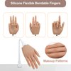 Practice Hand for Acrylic Nails with 500 Pcs Nails,Silicone Nail Practice Hand Stand, Flexible Bendable Nail Training Mannequin Hand for Nails Practice Nail Art Tools Single Right Hand Nude