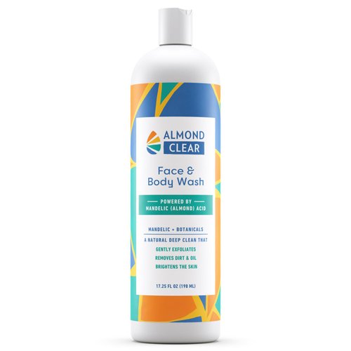 Almond Clear Face & Body Wash [17.25 Fl Oz] Skin Care for Acne and Folliculitis-Prone Skin - Gentle Everyday Exfoliating Cleanser with Mandelic Acid and Botanicals