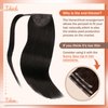 Ve Sunny Human Hair Ponytail Extension Dark Brown Ponytail Extension Human Hair Darkest Brown Ombre Medium Brown Clip Ponytail Extension Human Hair Wrap around Ponytail Adjustable 80g 18inch