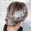 JONKY Bride Wedding Pearl Hair Comb Flower Hair Accessories Crystal Hair Piece Bridel Headpieces Rhinestone Hair Side Combs for Women and Girls