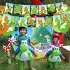 Yoshi Party Decorations,Birthday Party Supplies For Mario Yoshi Party Supplies Includes Banner - Cake Topper - 12 Cupcake Toppers - 18 Balloons