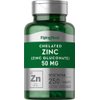 Chelated Zinc Supplement 50 mg | 250 Tablets | Gluconate | Vegetarian, Non-GMO, Gluten Free | by Piping Rock