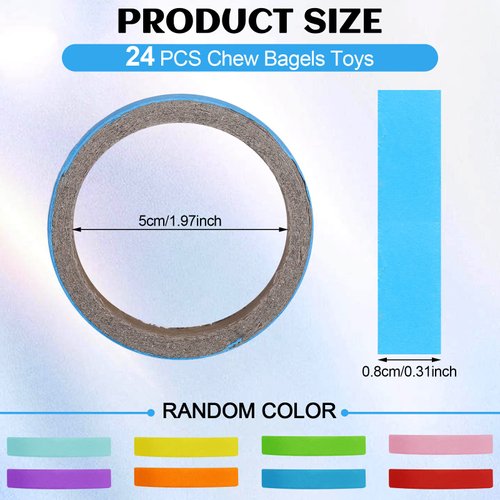 Jenaai 24 Pcs Chew Bagels Bird Toys for Parrots 2.4 Inch Wood Bird Chew Toys Colorful Cardboard Foraging Chew Foot Wooden Training Toy for Cockatiels Cockatoos Macaws and Similar Sized Pet Birds