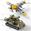 WW2 Military Toys Building Sets, Create a BF109 Fighter Plane & a Karl Giant Mortar Tank, Compatible with Lego, Great Army Airplane Toy for Boys and Kids Age 8-12
