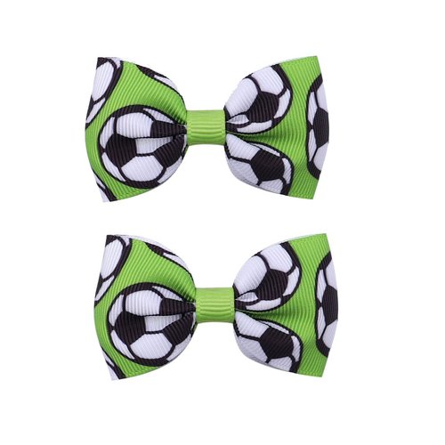 Soccer Hair Bow Clips Football Hair Clips Pin Sport Bow Soccer Hair Barrettes Pin BBG62 (Set-A)