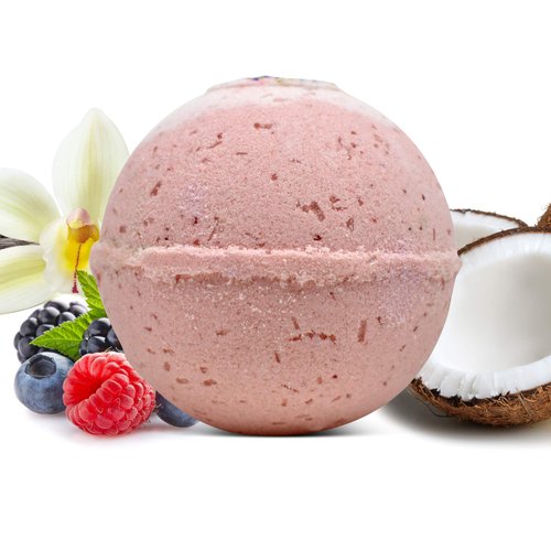 1 Organic Bath Bomb with Natural Oils, Epsom Salt, Kaolin Clay, Apricot Kernel Oil, Olive Oil for Moisturizing, Relaxation (Birthday Cake)