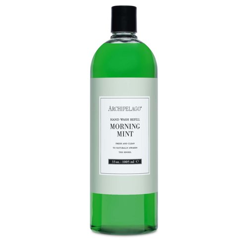 Archipelago Botanicals Morning Mint Hand Wash Refill, Liquid Hand Soap Refill, Fragrances with Mint, Basil and Mandarin, 33 fl oz