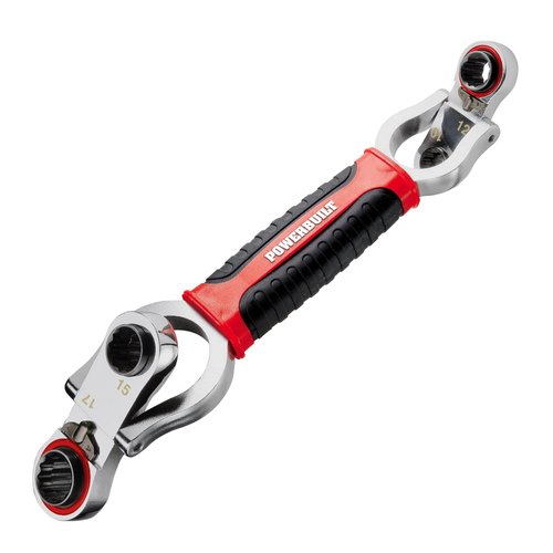 Powerbuilt 8-In-1 Reversible Ratcheting Wrench, Metric Multi-Tool, 8 Sizes in 1 Hand Tool, 5 Degree Swing, 72 Tooth, 360 Degree Rotation - 941154