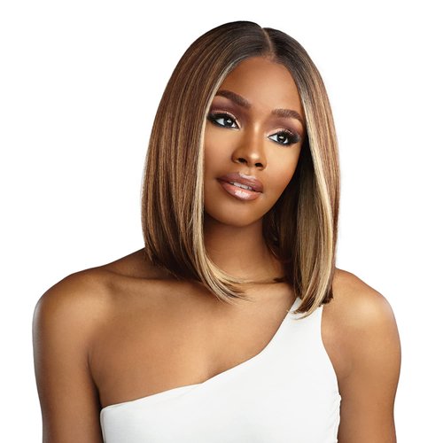 Sensationnel Butta lace front wigs - human hair blend bob 12inch extra wide 5 inch part preplucked hairline HD lace - Butta HHM bob 12 inch (BALAYAGEMOCHA)
