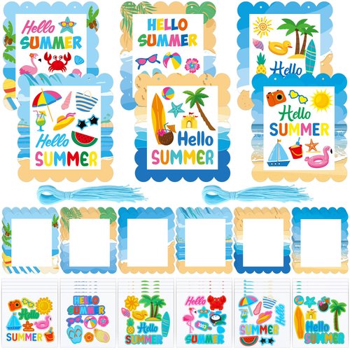 Suzile 30 Pcs Fall Crafts for Kids Thanksgiving Hello Fall Sign Craft Kit Hanging Fall Arts and Crafts Bulk Fall Themed DIY Crafts for Kids Fun Holiday Game Activities Classroom Decorations(Summer)