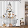 Cute Raining Dogs Shower Curtain,Funny Dog Cartoon Corgi Kids Shower Curtains Hilarious Cute Animal Pets Playing Water Design Paw Pattern Children Bath Curtain Waterproof Fabric with Hooks,72''x72''