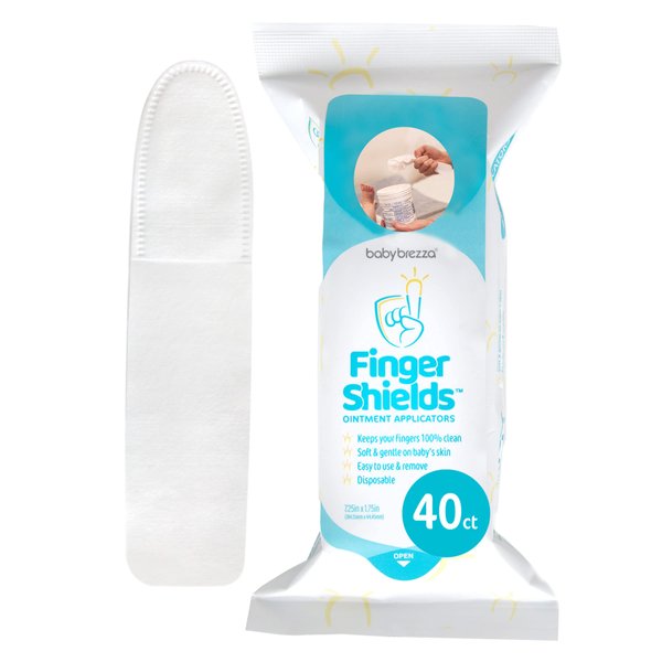 Baby Brezza Finger Shields - Mess Free Diaper Rash Cream Applicator – Keeps Fingers & Nails 100% Clean – No More Cleaning Butt Paste Spatula. Perfect for Travel, Newborn + Baby Shower Gifts, 40CT