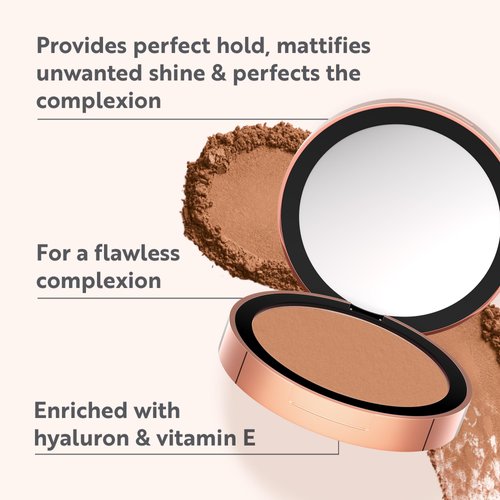 M. Asam MAGIC FINISH Satin Compact Powder Beige (8 g) - pressed powder for perfect hold, matting & perfecting, prolongs the hold of make-up, with hyaluronic acid & vitamin E, vegan