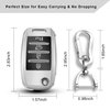 QBUC for KIA Key Fob Cover Case with Keychain for 2013 2014 2015 2016 2017 Kia Sorento Sedona Soul Rio etc (Flip/Folding Key)(Silver)