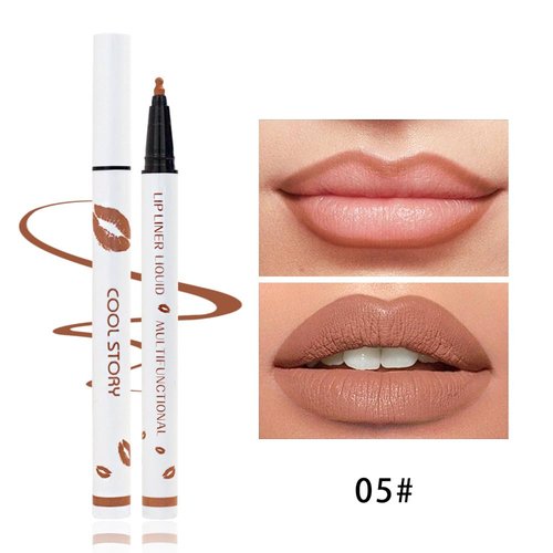 YUANLI Lip Stain Marker Pen, Lip Liner and Lipstick 2 in 1, Long Lasting Waterproof Matte Lip Tint Stain for Women, Hydrating and Waterproof 24 Hour Lip Liner Pencil & Liquid Lipstick - 05