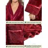 PAVILIA Soft Plush Women Fleece Robe, Wine Red Maroon Cozy Bathrobe, Female Long Spa Robe, Warm Housecoat, Satin Waffle Trim, 2XL/3XL